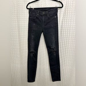 Citizens of Humanity 26 black denim jeans Rocket Skinny in Distressed Darkness